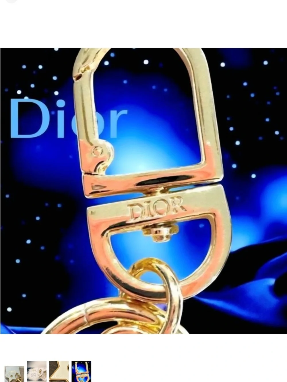 Dior White and Gold Star Perfumeable Keyring Charm